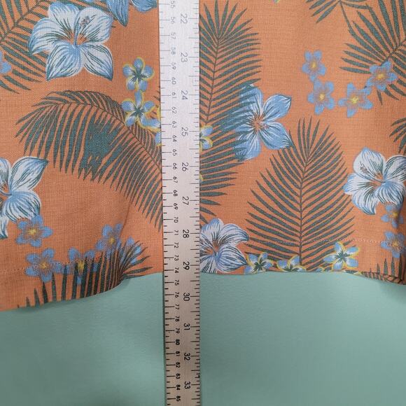 Tommy Bahama Aloha Shirt Medium Peach Silk Tropical Floral Hawaiian Short Sleeve - Picture 7 of 8